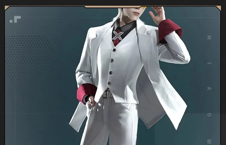 iCoser Anime To Be Hero X Cosplay Costume Wig Hero X Uniform White Suit Orange Glasses Tie Halloween Party for Women Men Props