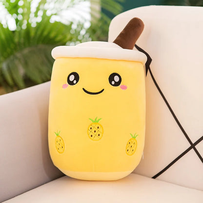 Bubble Tea Boba Plushie Kawaii Room Decor Plush Toy Stuffed Ice Cream Food Milk Tea Soft Hug Cushion Birthday Gift for Kids