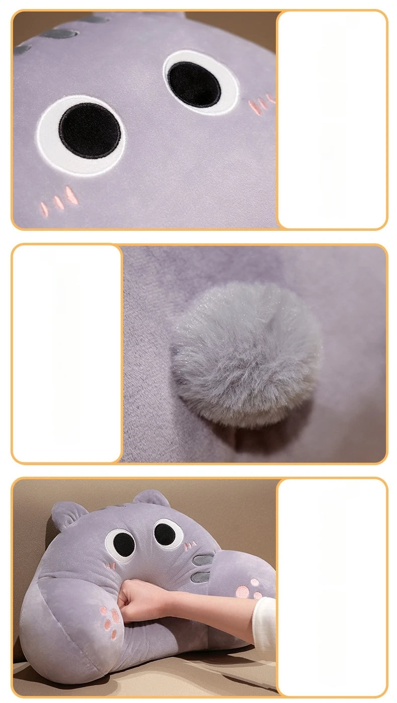 Comfortable Cat Style Back Cushion Sofa Bed Chair Lumbar Support Cushion Comfortable Throw Pillow Reading and Watching TV Soft