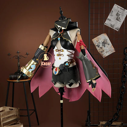 Genshin Impact Jahoda Cosplay Costume Wig Uniform Cloak Hat Glasses Headwear Outfit Halloween Party for Women Girls Props iCoser