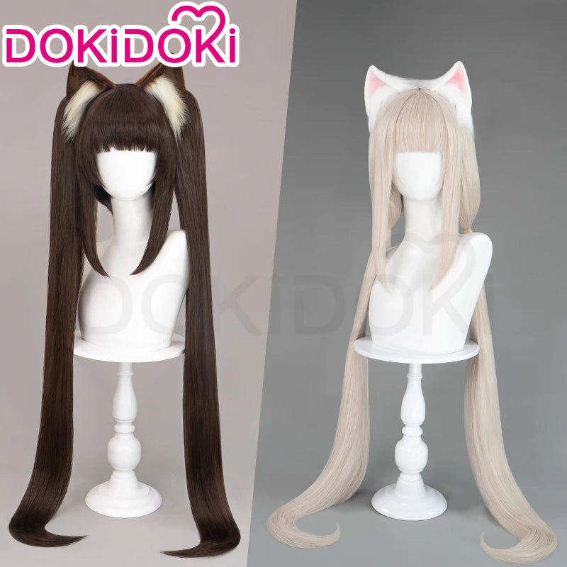 IN STOCK Chocola /Vanilla Wig Nekopara Cosplay DokiDoki Halloween Wig Long brown Hair Chocola Cosplay Ears Vanilla Free Wig Cap