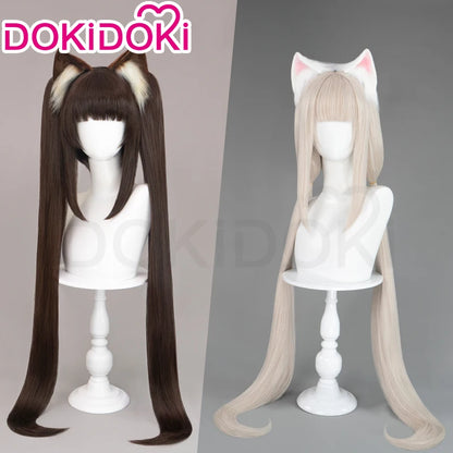 IN STOCK Chocola /Vanilla Wig Nekopara Cosplay DokiDoki Halloween Wig Long brown Hair Chocola Cosplay Ears Vanilla Free Wig Cap