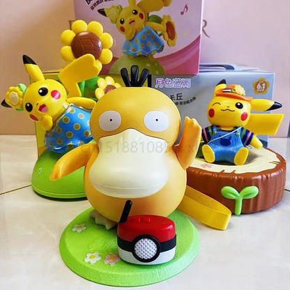 New Pokemon Psyduck Dancing Swing Sounding Model Doll Anime Action Figure Diy Portable Luggage Music Box Toys For Children Gift