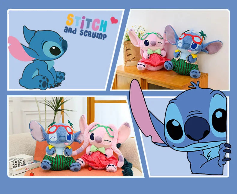 Disney 60cm Summer Watermelon Stitch Kawaii Plush Toy Cartoon Cute Soft Pillow Home Decoration Doll Children's Christmas Gifts