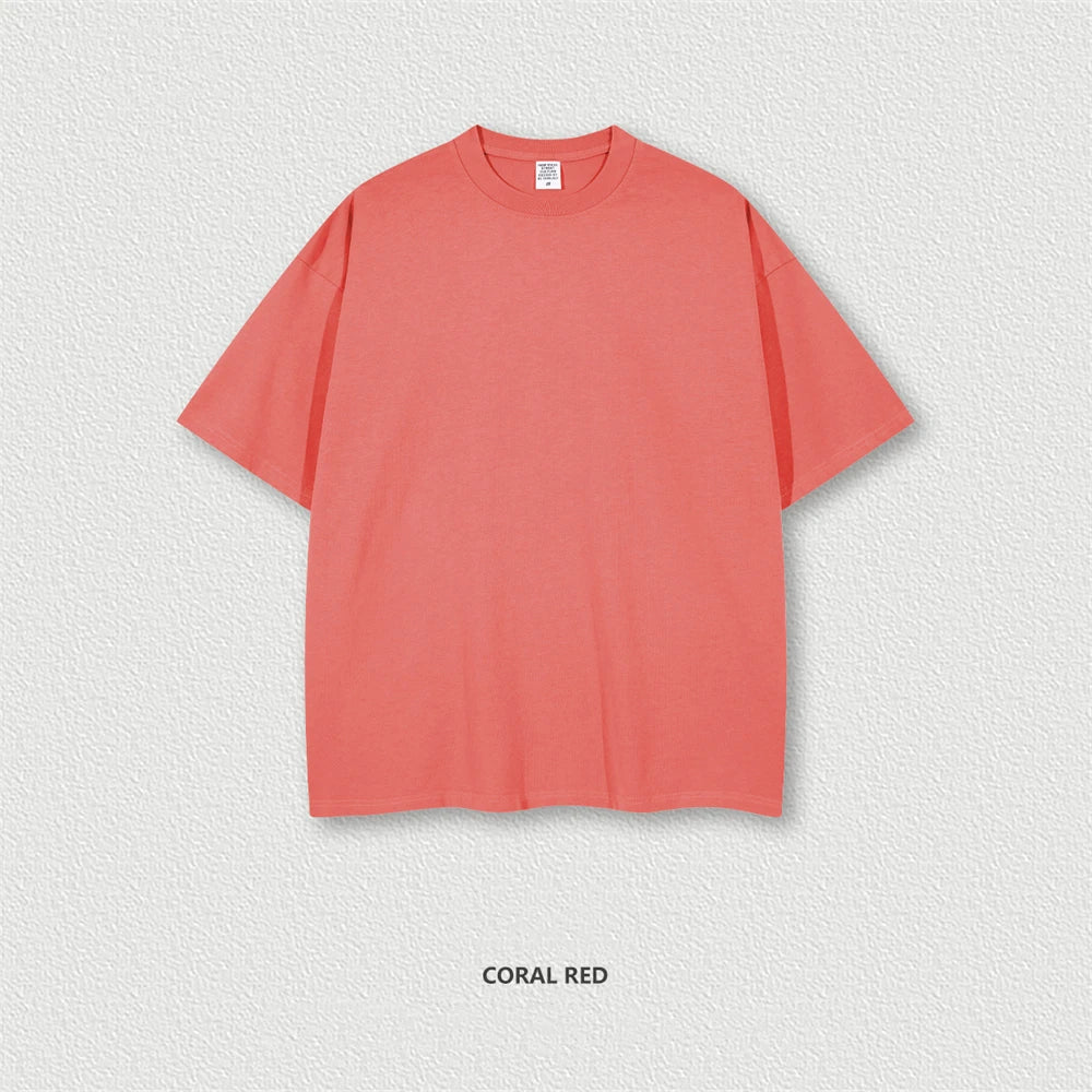 ZODF Trendy Summer 260gsm Cotton Oversized T Shirts For Men Unisex Male Kanye West High Street Solid Tees Brand Tops HY0122