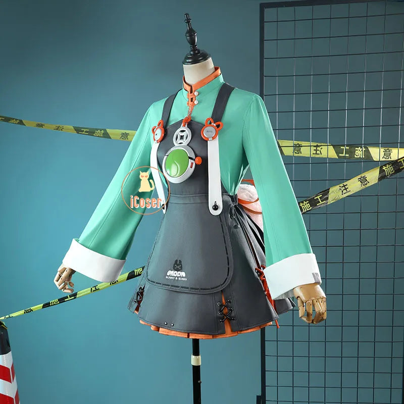 Zenless Zone Zero Zhao Cosplay Costume Dress Uniform Headwear Tail Earrings Rabbit Ear Halloween Party for Women Girls Role Play