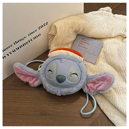 New Disney Stitch Cartoon Plush Backpack Cute Winter Gift For Girls Stuffed Animal Toy Plushie Bag Kids Carry-On Satchel