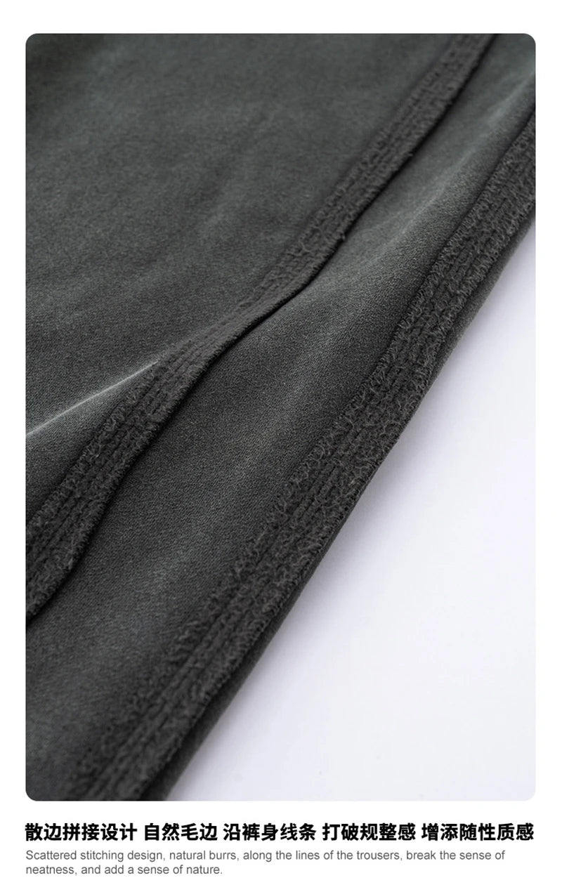 ZODF Vintage Man Winter Washed Fleece Straight Pants Unisex Distressed 360gsm Knitted Warm Trousers Brand Bottoms HY1092