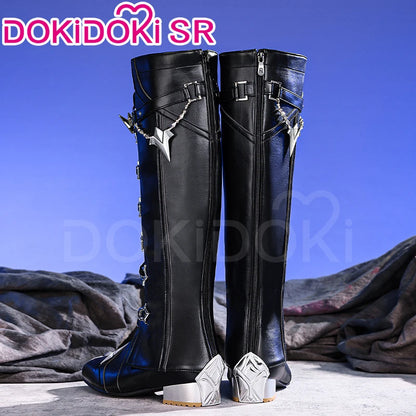 Flins Durin Cosplay Shoes Game Genshin Impact DokiDoki-SR Men Short Long Black Boots Kyryll Chudomirovich Halloween Cosplay