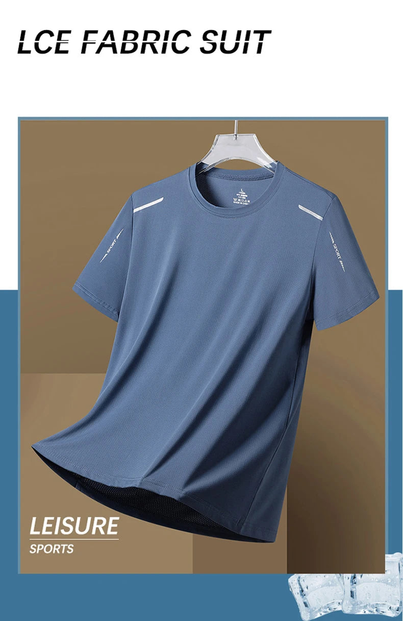 Chrlck Men’s Quick Dry Running T-Shirt Breathable Soft Elastic Outdoor Sports Tee for Hiking Fishing Summer