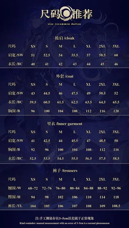 Genshin Impact Kyryll Chudomirovich Flins Cosplay Costume Wig Uniform Cloak Outfit Halloween Party for Women Men Props Carnival