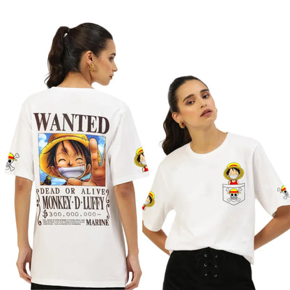 2526 New Bandai Anime One Piece Luffy Summer Jersey T-shirt Oversized 3D Adult and Children's Multifunctional Top Christmas