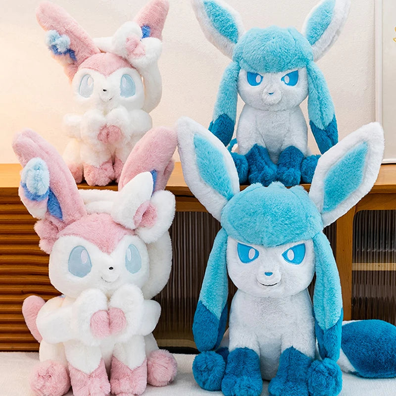 40/80cm Cartoon Large Sylveon Glaceon Pokemon Plush Toys Pillow Doll Cute Ornament Stuffed Plushie Eevee Pokémon Gift for Kids