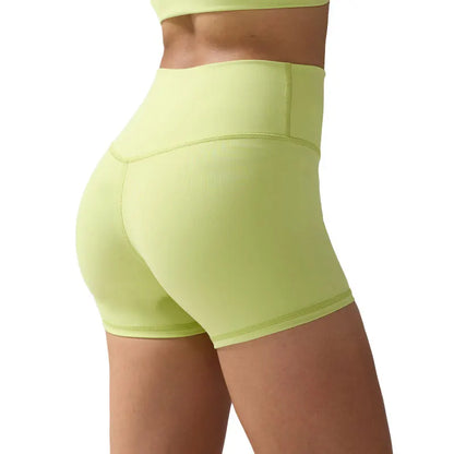 Solid Color Women’s High-Waisted Fitness Yoga Shorts – Quick Dry Breathable for Running & Cycling