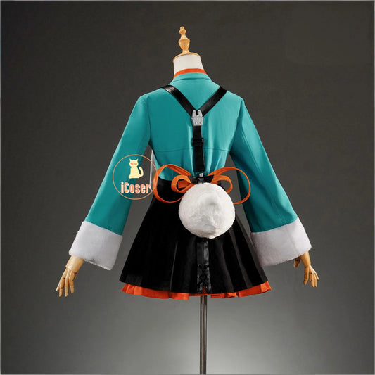 Zenless Zone Zero Zhao Cosplay Costume Wig Dress Uniform Tail Earrings Headwear Rabbit Ear Halloween Party for Women Girls Props
