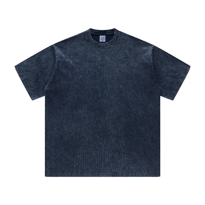 ZODF Men's Summer Batik Washed 250gsm T Shirts Retro Vintage Unisex Basic Loose Solid Cotton T-Shirt Brand Tops 2024 New HY0753