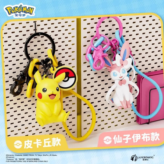Genuine Pokemon Keychain Pikachu Gengar Sylveon Sprigatito Quaxly Fuecoco Anime Action Figure Toy Keyring Fragrance Pendant Gift