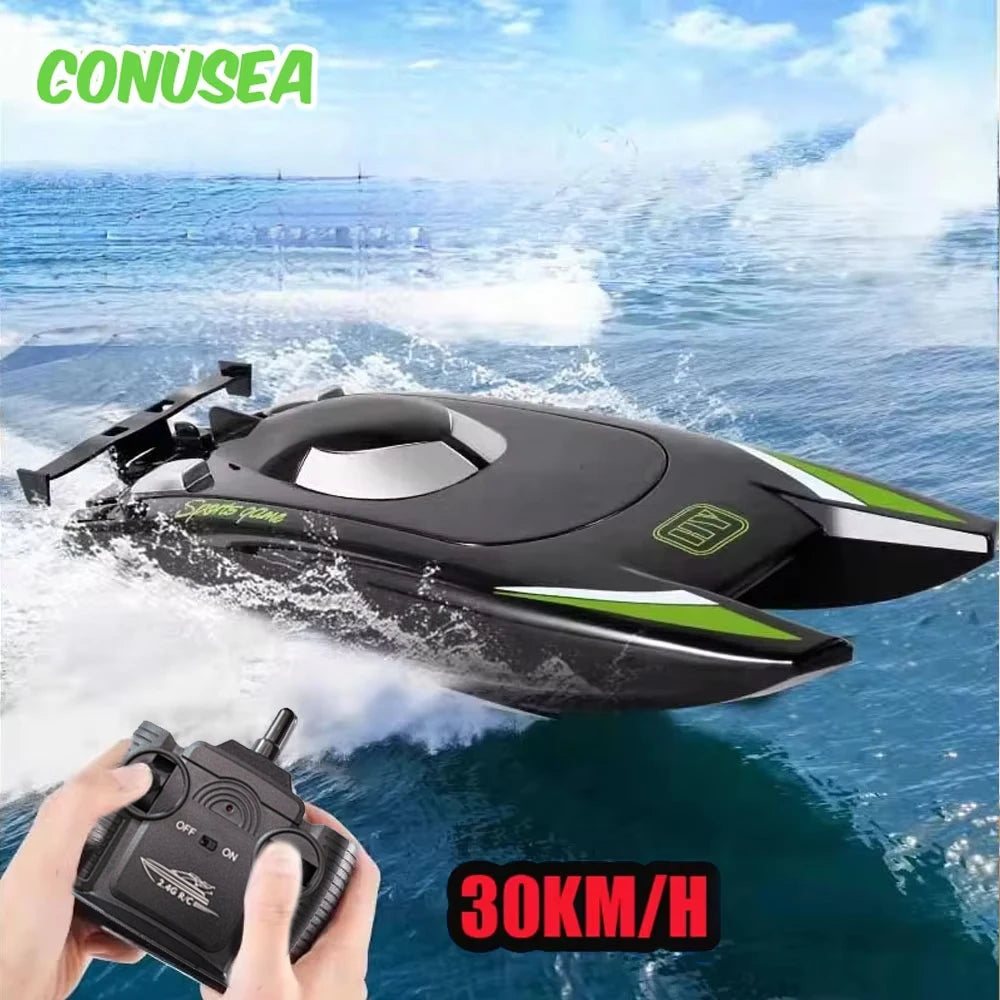 30km/H Racing Boat 2.4G RC High Speed Dual Motor Waterproof Speedboat 20min Runtime Boys Christmas Gift