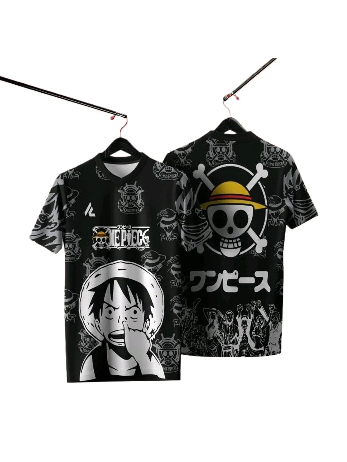 One Piece Luffy Anime Korean Style Kpop Baseball Hockey Tshirt Jersey Summer Fashion Streetwear Anime Daily Unisex Tops Tee Y2k、