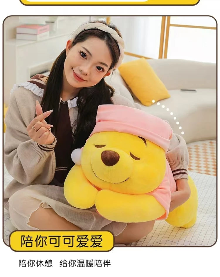 35CM-80CM New Disney Winnie The Pooh Plush Toy Cute Cartoon Bear Stuffed Doll Soft Anime Pillow Kawaii Souvenir Birthday Gift