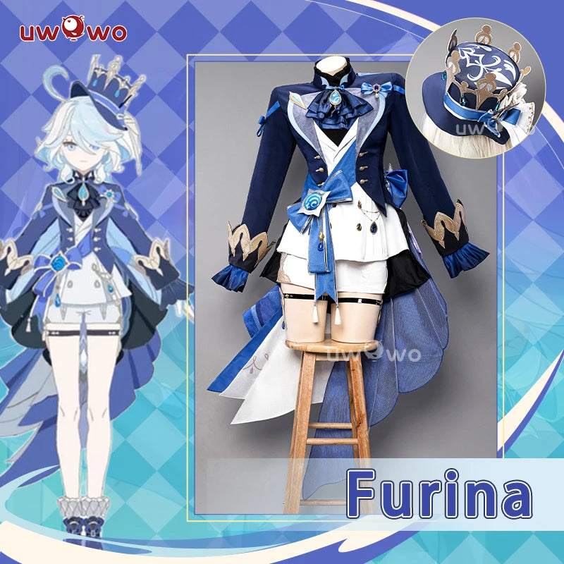 Last Batch Uwowo Furina Cosplay Costume Genshin Impact Hydro Archon Fontaine Rococo Outfit - Full set(AB) / L