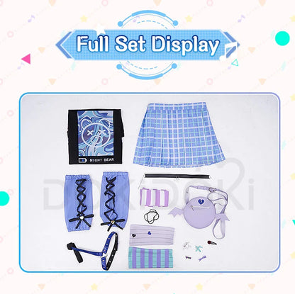 Yoisakii Kanadee Cosplay Costume Game DokiDoki-R Cosplay Women Cute Dress Cosplay Kanadee Bag Earphones Halloween Wig