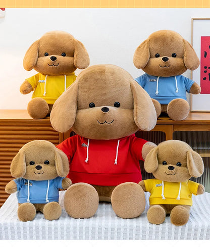 Kawaii Plush Dog Stuffed Animal Toy Hoodie Puppy Doll for Girls Soft Comforter Kids Birthday Christmas Gift Living Room Decor