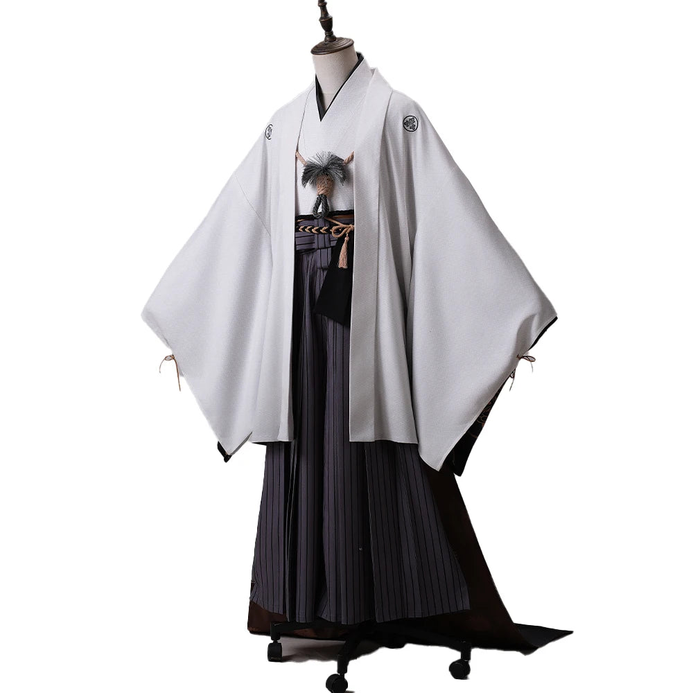 Kotoyuki Tsuneki Cosplay Costume Game【S-2XL】DokiDoki-R Men White Black Kimono Fox Mask Cosplay Suits Plus Size