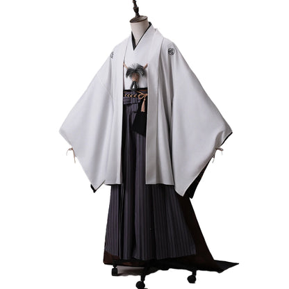 Kotoyuki Tsuneki Cosplay Costume Game【S-2XL】DokiDoki-R Men White Black Kimono Fox Mask Cosplay Suits Plus Size