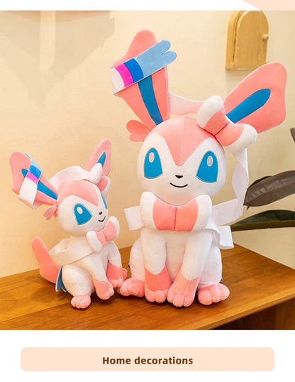 25/75cm Sylveon Pokemon Plush Toys Large Anime Doll Pillow Cartoon Eevee Pokémon Plushie Kawaii Stuffed Gift for Kids Birthday