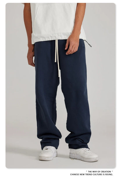 ZODF 2023 Spring Men 380gsm Washed Cotton Pants American Retro Unisex Loose Edge Oversized Straight Trousers Streetwears HY0537