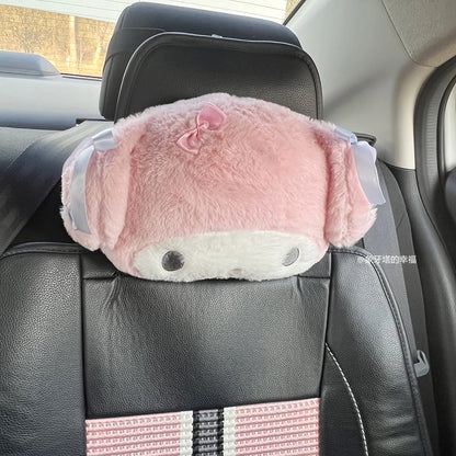 Sanrio My Melody Headrest Back Cushion Car Seat Belt Cover Stuffed Anime Japanese Style Pillow Comfortable Neck Pillow Girl Gift