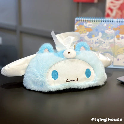 Japanese Style Plush My Melody Kuromi Tissue Box Durable Home Car Hotel Sofa Paper Tissue Holder Napkin Case Pouch Girl's Gift