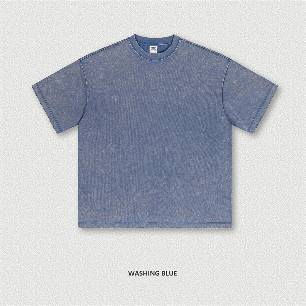 ZODF Vintage 2024 Summer Men Washed Solid 230gsm T-Shirts Unisex Ripped Breathable Quick Dry Cooling Feeling T Shirt Tees HY0801