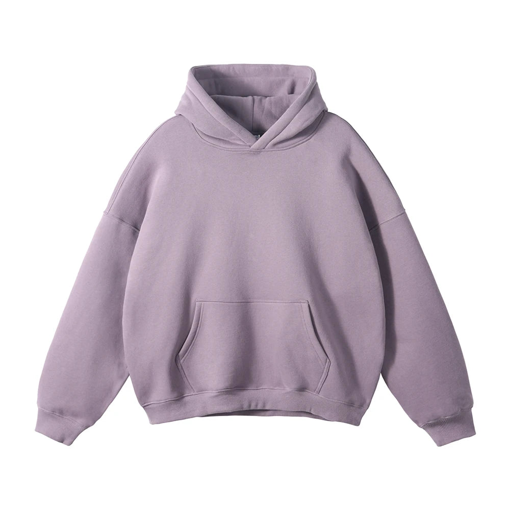 ZODF New Thick 350gsm Fleece Hooded Hoodies For Men Unisex Winter Oversized Loose Basic Solid Sweatshirts Pullovers Coats HY0631