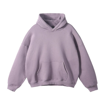 ZODF New Thick 350gsm Fleece Hooded Hoodies For Men Unisex Winter Oversized Loose Basic Solid Sweatshirts Pullovers Coats HY0631