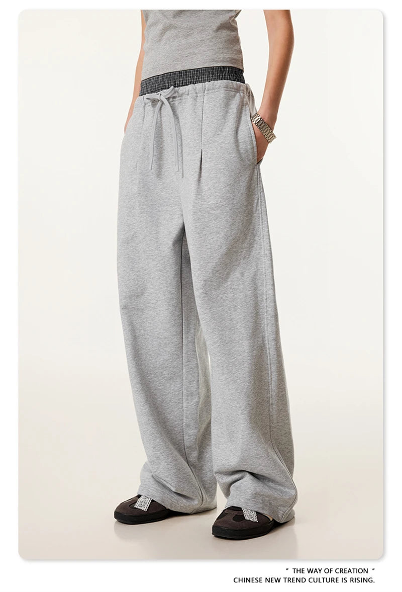 ZODF New 2025 Spring Men 280gsm Straight Pants Unisex Casual High Street Double Waist Sport Trousers Brand Streetwear HY1004