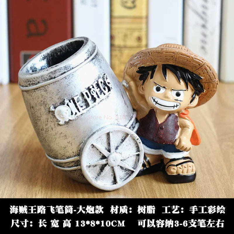 Anime One Piece Luffy Resin Office Pen Holders Collectible Monkey D Luffy 10cm Desk Pencil Pot Holder Action Figure Office Use