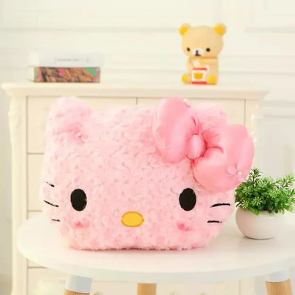 Aoger Kawaii Hello Kitty Rose Velvet Plush Melody Pillow Plushie Toy Soft Pillow Decorative Doll Bedding Kids Birthday Gift
