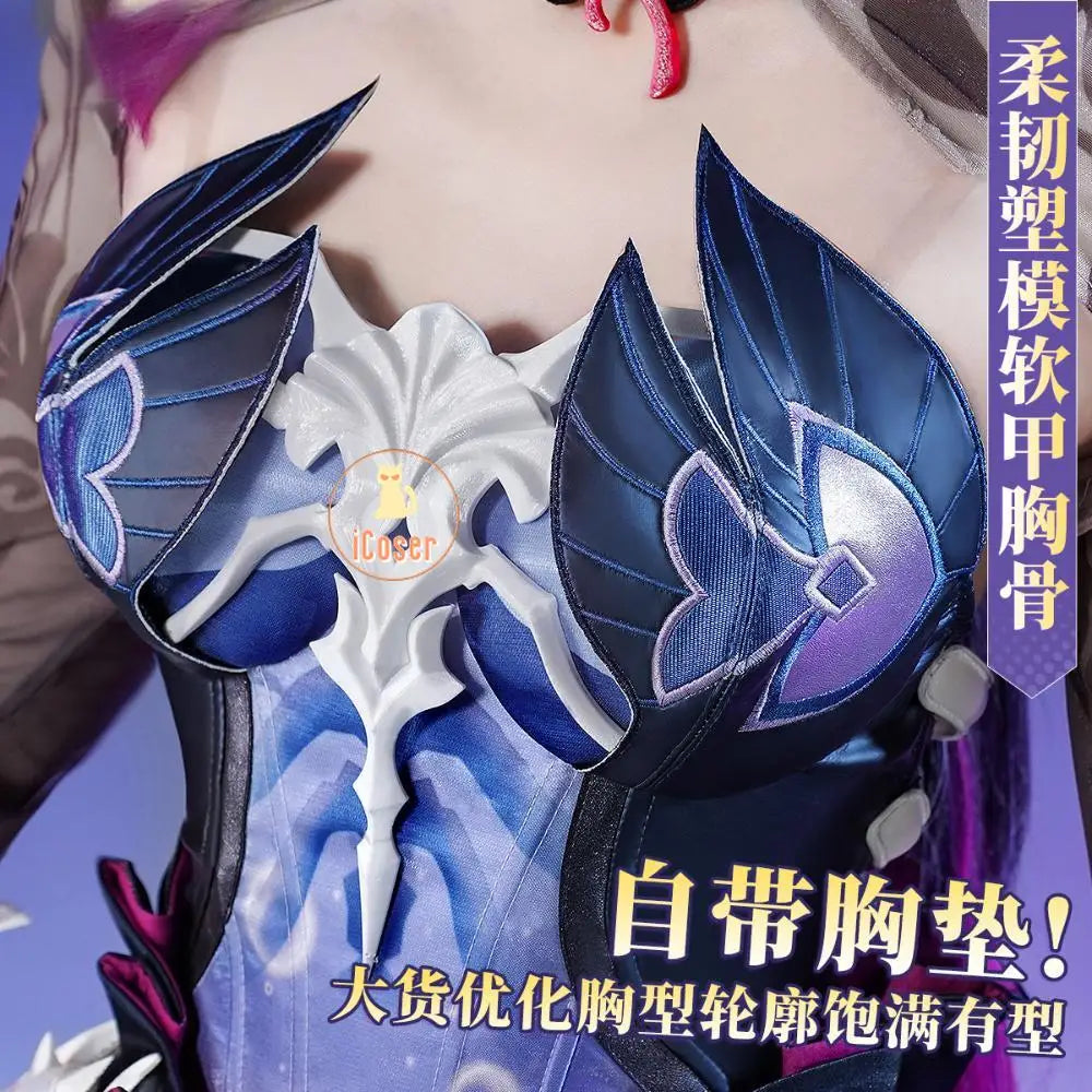 Honkai Star Rail Hysilens Cosplay Costume Wig Dress Headwear Uniform Outfit Halloween Party for Women Girls Carnival Prop iCoser