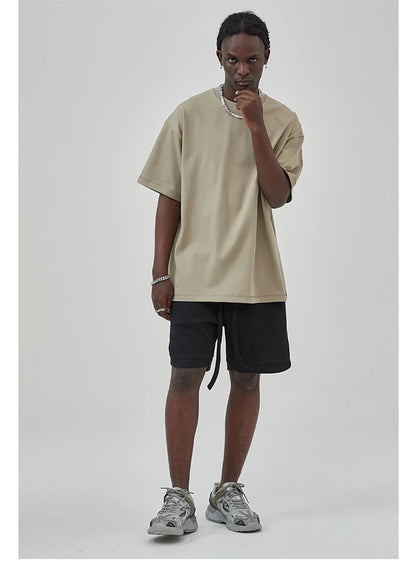 ZODF New 2025 Heavy Weight Summer Solid T Shirts For Men Unisex High Street Oversized 385gsm Cotton T-Shirt Streetwears HY0497