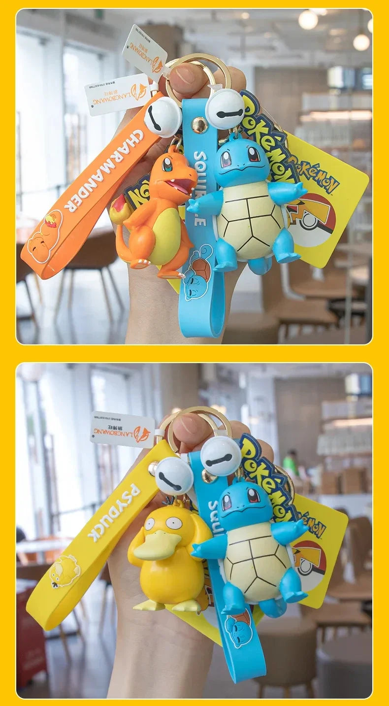 Pokemon Keychain Pikachu Bulbasaur Jigglypuff Anime Action Figure Toys Kawaii Souvenir Psyduck Doll Gift for Kids Birthday Party