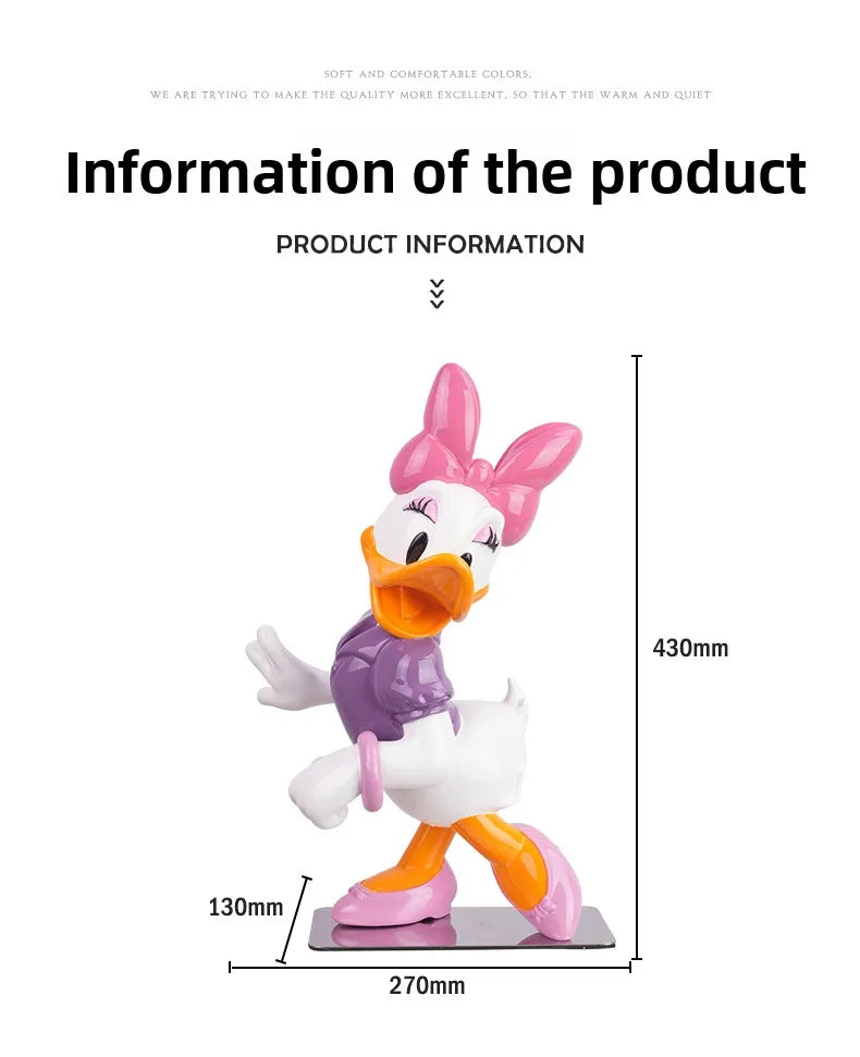 Disney Anime Figuras Donald Duck Daisy Statue Cartoon Cute Resin Model Crafts Desktop Decor Disney Toys for Kids Sculpture Gift