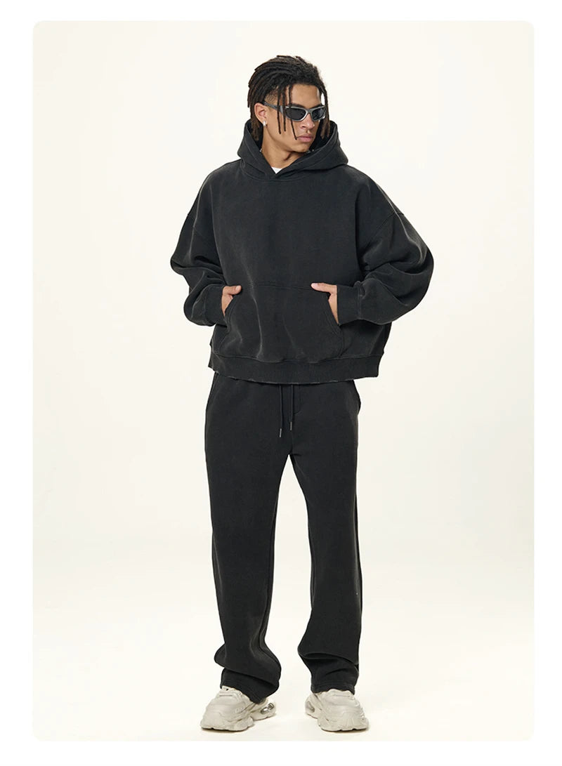 ZODF New 2025 Winter Man 350gsm Washed Fleece Hoodies Unisex Loose Boxy Style Hooded Pullovers Brand Outwears HY0041