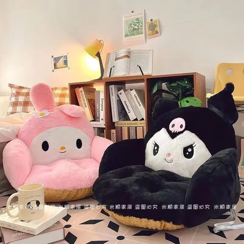 Aoger Big Size Cute Cinnamoroll Plush Half Surrounded Black Kuromi Cushion Backrest Dormitory Office Non-Slip Chair Cushion Toys