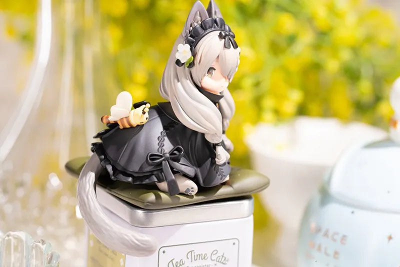 12cm Tea Party Cat Anime Figure Q Version Kawaii Tea Time Cats Tea Pot Cat Action Figure Collection Model Japanese Dolls Hobbies