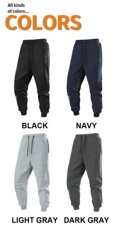Chrlck Men’s Unisex Winter Fleece Sweatpants Warm Running Jogging Sport Trousers Elastic Waist Thick