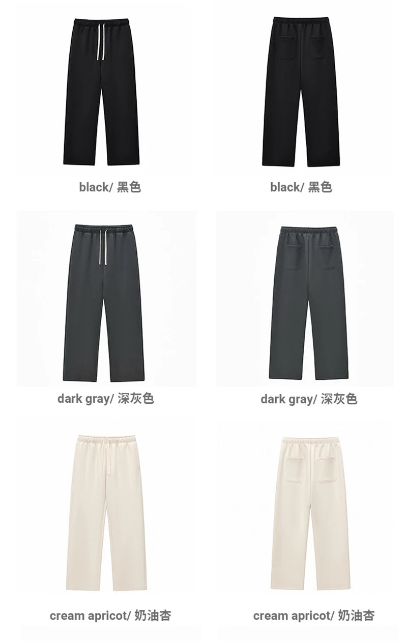 ZODF Casual 350gsm Fleece Unisex Loose Fit Wide Leg Straight Pants Warm Sport Trousers Winter HY0037