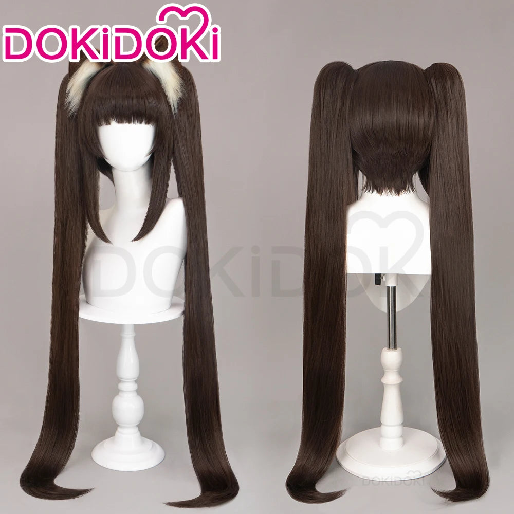 Chocola & Vanilla Nekopara Cosplay Wigs with Ears Long Brown Hair Halloween Costume Free Wig Cap - Set / One Size