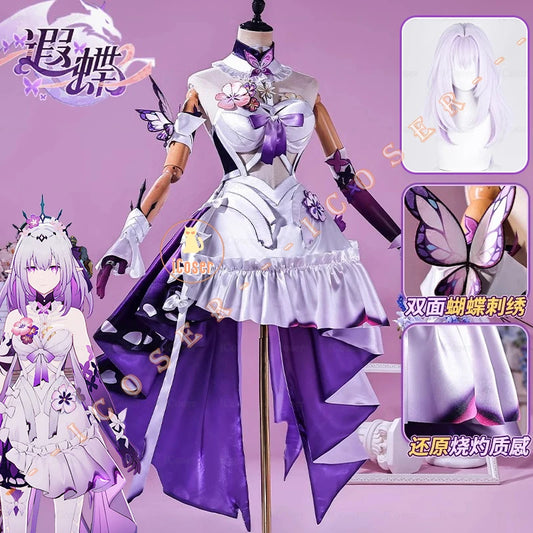 Honkai Star Rail Castorice Cosplay Costume Wig Dress Earrings Headwear Halloween Party for Women Girls Carnival Game Cos Props
